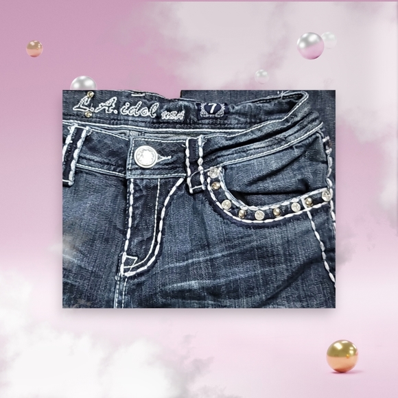 LA IDOL Capri L.A. Idol USA Jeweled Capri's Jeans size 7 - Picture 6 of 9